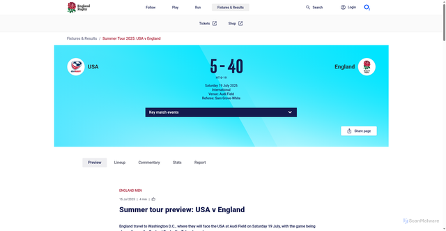 Security scan screenshot of https://www.englandrugby.com/fixtures-and-results/match-centre/summer-tour-2025-usa-v-england