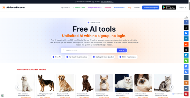 Security scan screenshot of https://aifreeforever.com