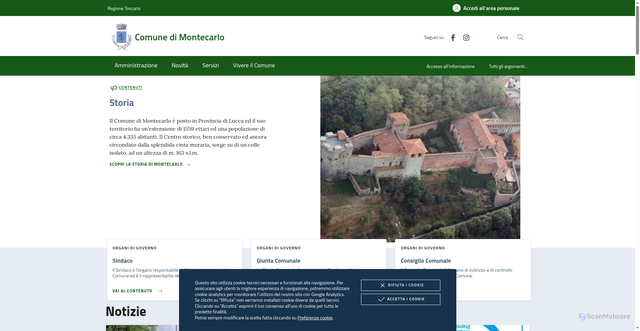 Security scan screenshot of https://www.comune.montecarlo.lu.it
