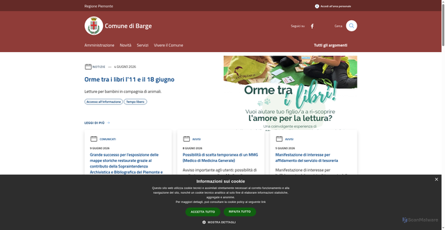 Security scan screenshot of https://www.comune.barge.cn.it