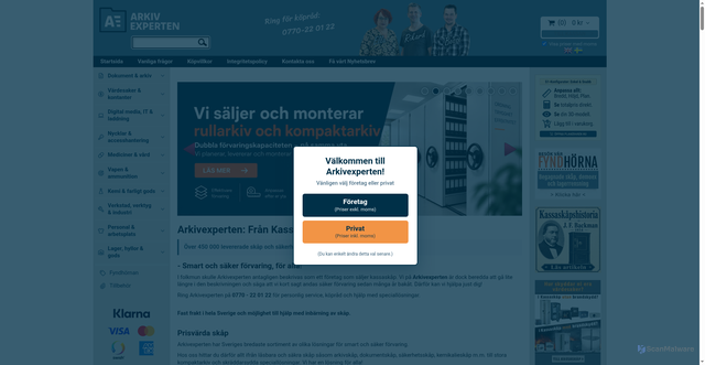 Security scan screenshot of https://arkivexperten.nu