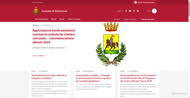 Security scan screenshot of https://www.comune.giulianova.te.it/
