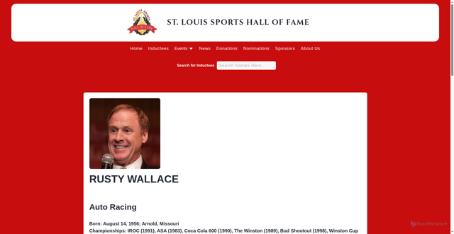 Security scan screenshot of https://stlshof.com/bio_landing/rusty-wallace