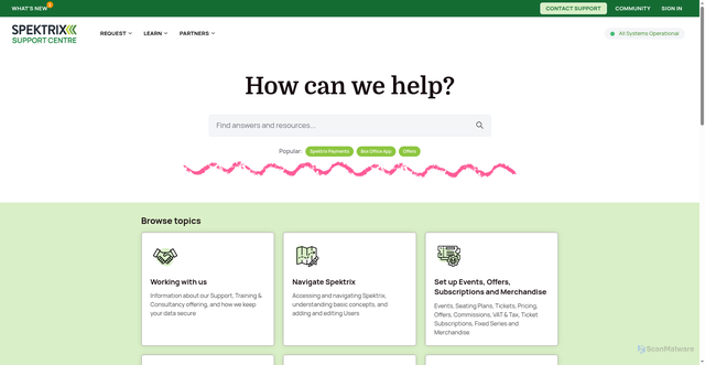 Security scan screenshot of https://spektrix.zendesk.com