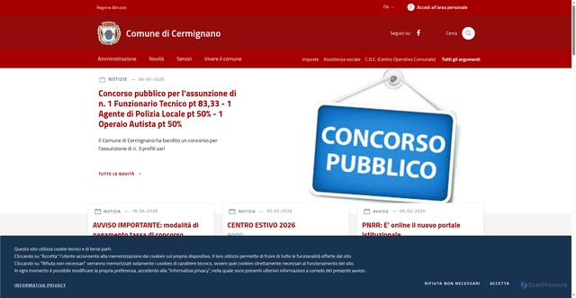 Security scan screenshot of https://www.comune.cermignano.te.it