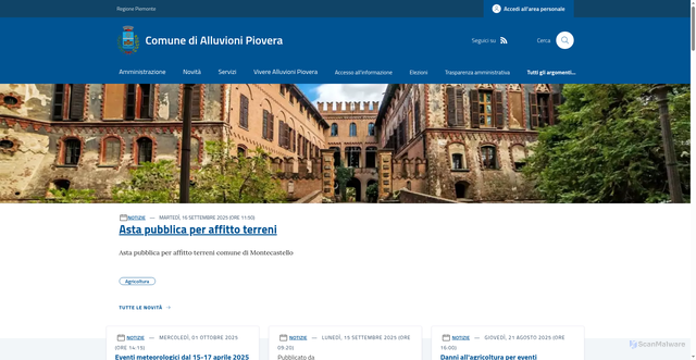 Security scan screenshot of https://www.comune.alluvionipiovera.al.it/
