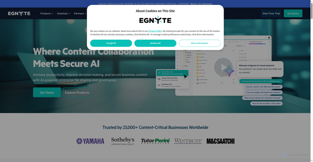 Security scan screenshot of https://pages.egnyte.com