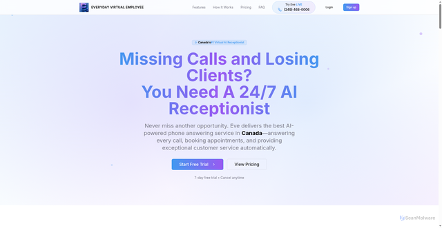 Security scan screenshot of https://eveai.ca/