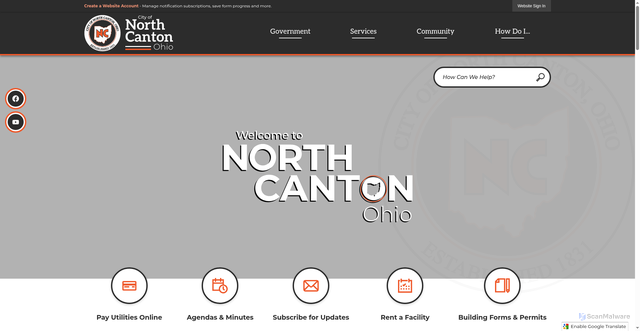 Security scan screenshot of https://northcantonohio.gov/