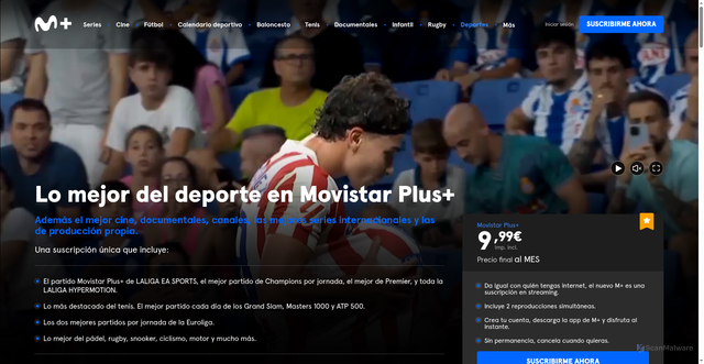 Security scan screenshot of https://www.movistarplus.es/deportes