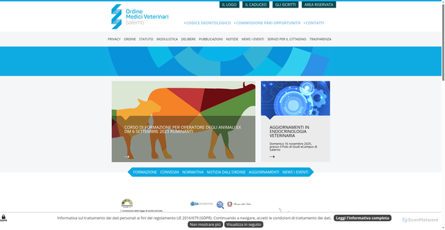Security scan screenshot of https://www.ordineveterinarisa.it/