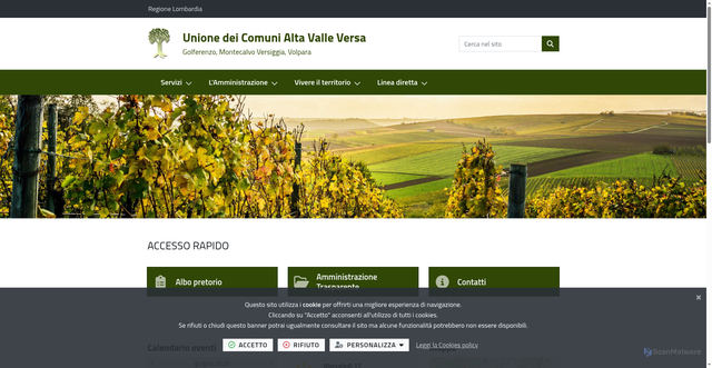 Security scan screenshot of https://www.unionecomunialtavalleversa.pv.it