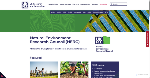 Security scan screenshot of https://www.ukri.org/councils/nerc/