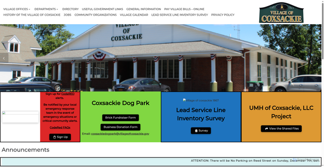 Security scan screenshot of https://villageofcoxsackie.gov/