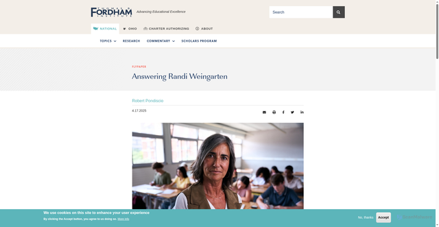 Security scan screenshot of https://fordhaminstitute.org/national/commentary/answering-randi-weingarten