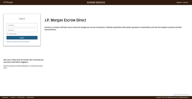 Security scan screenshot of https://escrow.portal.jpmorgan.com