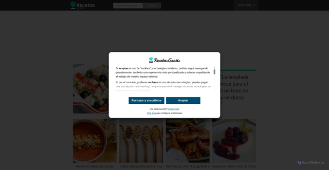 Security scan screenshot of https://recetasgratis.net