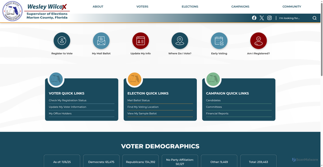 Security scan screenshot of https://www.votemarion.gov/