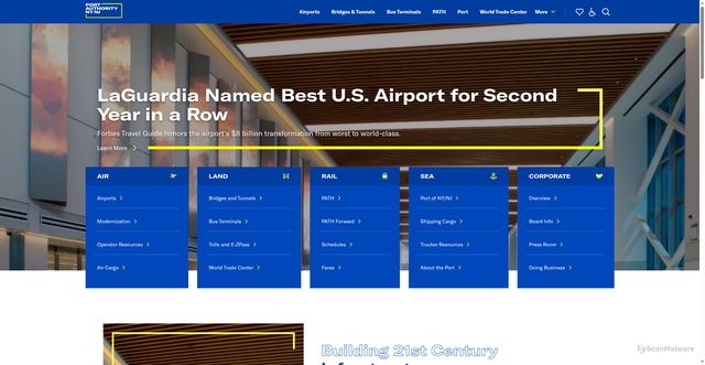 Security scan screenshot of https://www.panynj.gov/port-authority/en/index.html