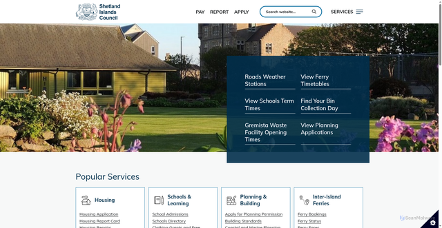 Security scan screenshot of http://www.shetland.gov.uk