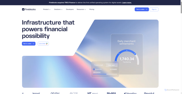 Security scan screenshot of https://fireblocks.com
