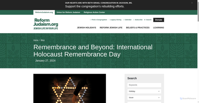Security scan screenshot of https://reformjudaism.org/blog/remembrance-and-beyond-international-holocaust-remembrance-day