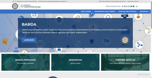 Security scan screenshot of https://medicalcountermeasures.gov/