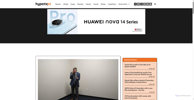 Security scan screenshot of https://htxt.co.za/2025/11/tim-robinsons-new-show-arrives-on-showmax-next-week/