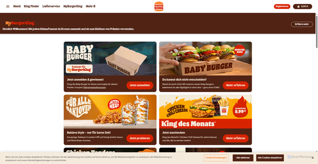 Security scan screenshot of https://burgerking.de