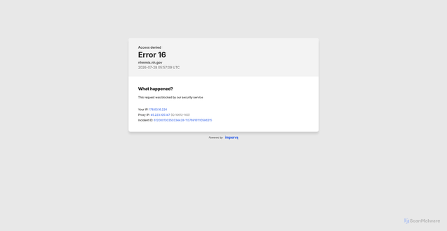 Security scan screenshot of https://www.nhmmis.nh.gov