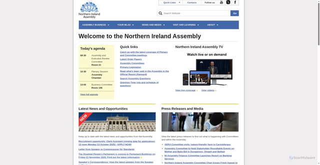 Security scan screenshot of https://www.niassembly.gov.uk/