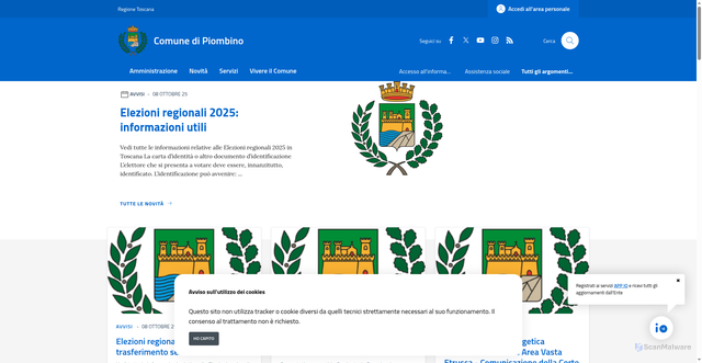 Security scan screenshot of https://www.comune.piombino.li.it/