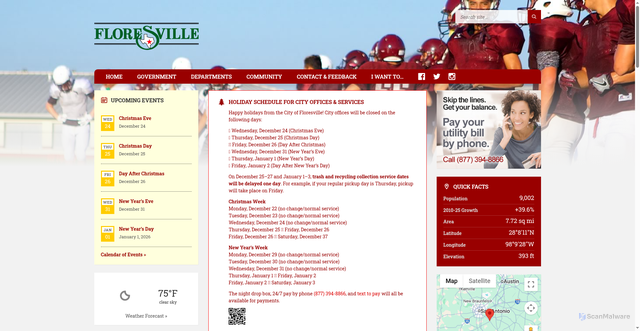 Security scan screenshot of https://www.floresvilletx.gov/