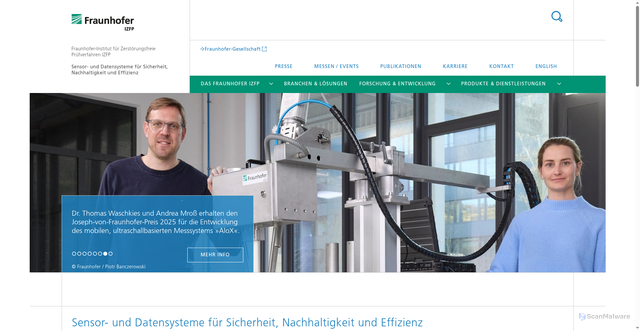 Security scan screenshot of http://www.izfp.fraunhofer.de