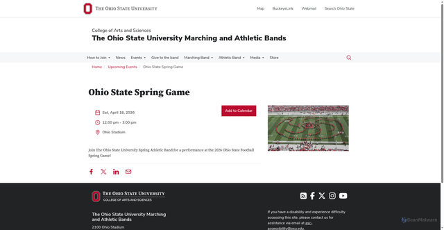 Security scan screenshot of https://tbdbitl.osu.edu/events/ohio-state-spring-game