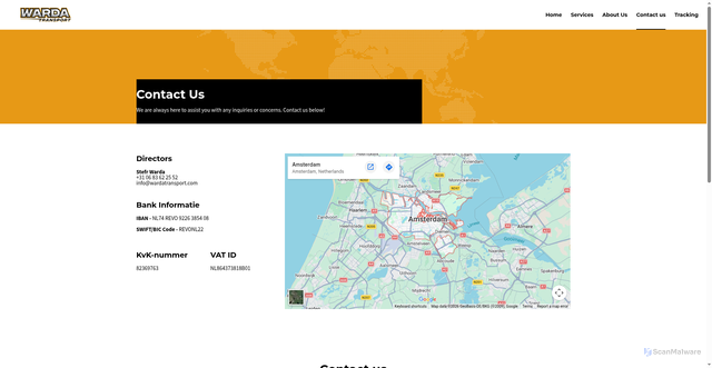 Security scan screenshot of https://transport-178.pages.dev/contact.html