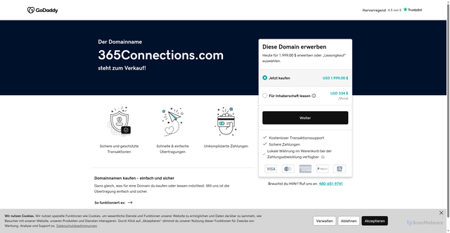 Security scan screenshot of https://365connections.com/09035fe7394c9ce03dfe8226/?h=ea2e045e62a5b8b992b28b29a430a997