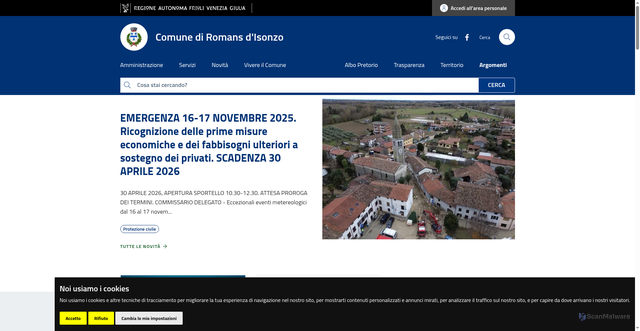 Security scan screenshot of https://www.comune.romans.go.it