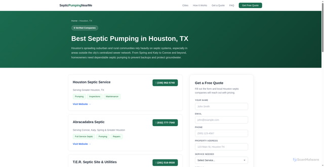 Security scan screenshot of https://directory-hq.pages.dev/septic/houston-tx
