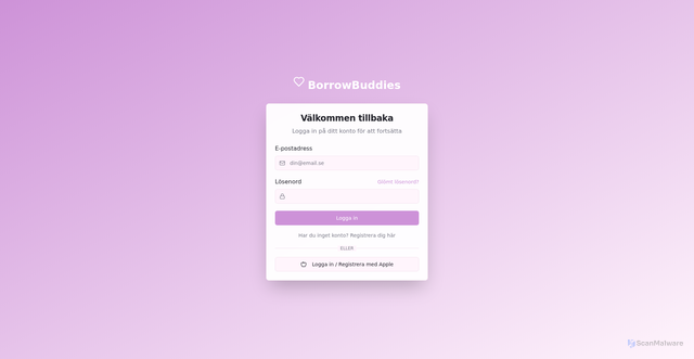 Security scan screenshot of https://borrowbuddies.se