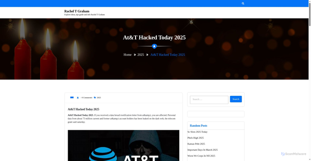 Security scan screenshot of https://racheltgrahamw.pages.dev/ufklz-att-hacked-today-2025-uhdfr