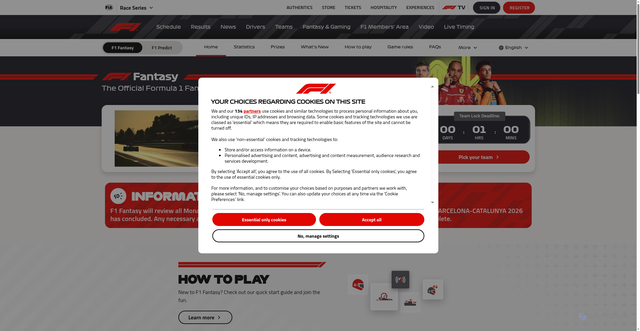 Security scan screenshot of https://fantasy.formula1.com/en/