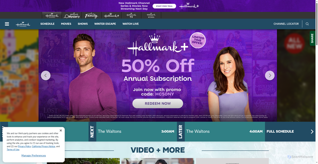 Security scan screenshot of https://www.hallmarkchannel.com