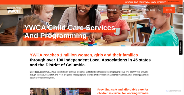 Security scan screenshot of https://www.ywca.org/what-we-do/health-safety/ywca-child-care-services-and-programming