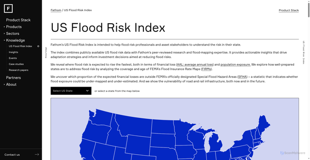 Security scan screenshot of https://www.fathom.global/us-flood-risk-index/