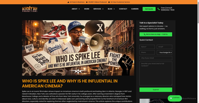 Security scan screenshot of https://beverlyboy.com/filmmaking/who-is-spike-lee-and-why-is-he-influential-in-american-cinema/