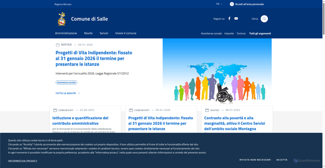 Security scan screenshot of https://www.comune.salle.pe.it/