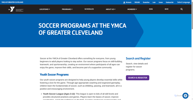 Security scan screenshot of https://www.clevelandymca.org/sports/soccer/