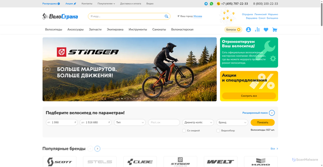Security scan screenshot of https://velostrana.ru