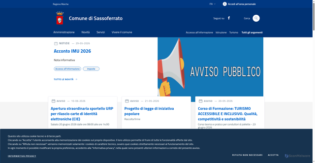 Security scan screenshot of https://www.comune.sassoferrato.an.it